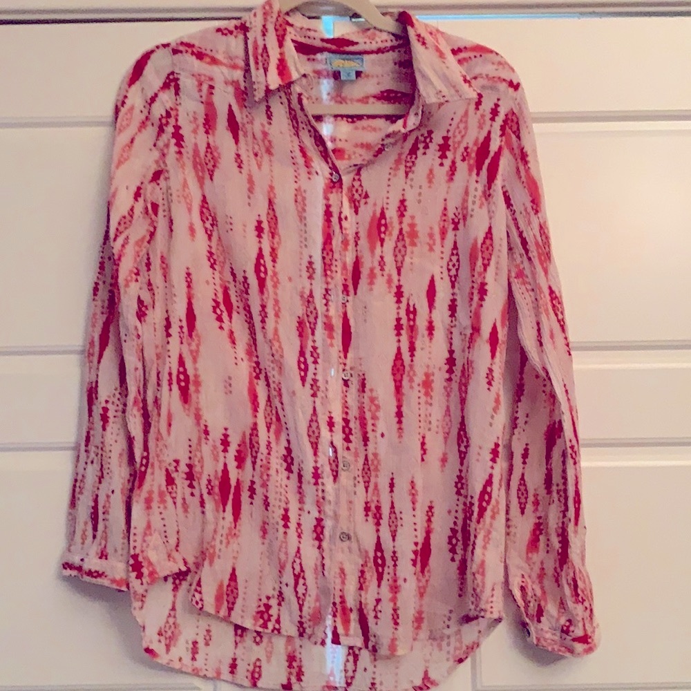 C & C California boho gauzy button down top small